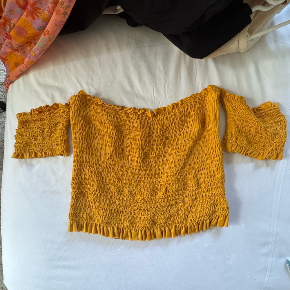 Mustard Off-Shoulder Women's Sweater